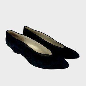 Evan Picone Womens Black Suede Kitten Heel Pumps Made in Spain size 8M